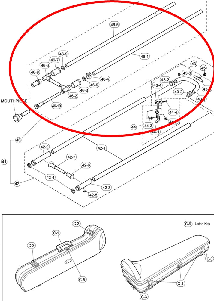 Yamaha Trombone Inside Slide Assembly with Mouthpipe YSL882OR