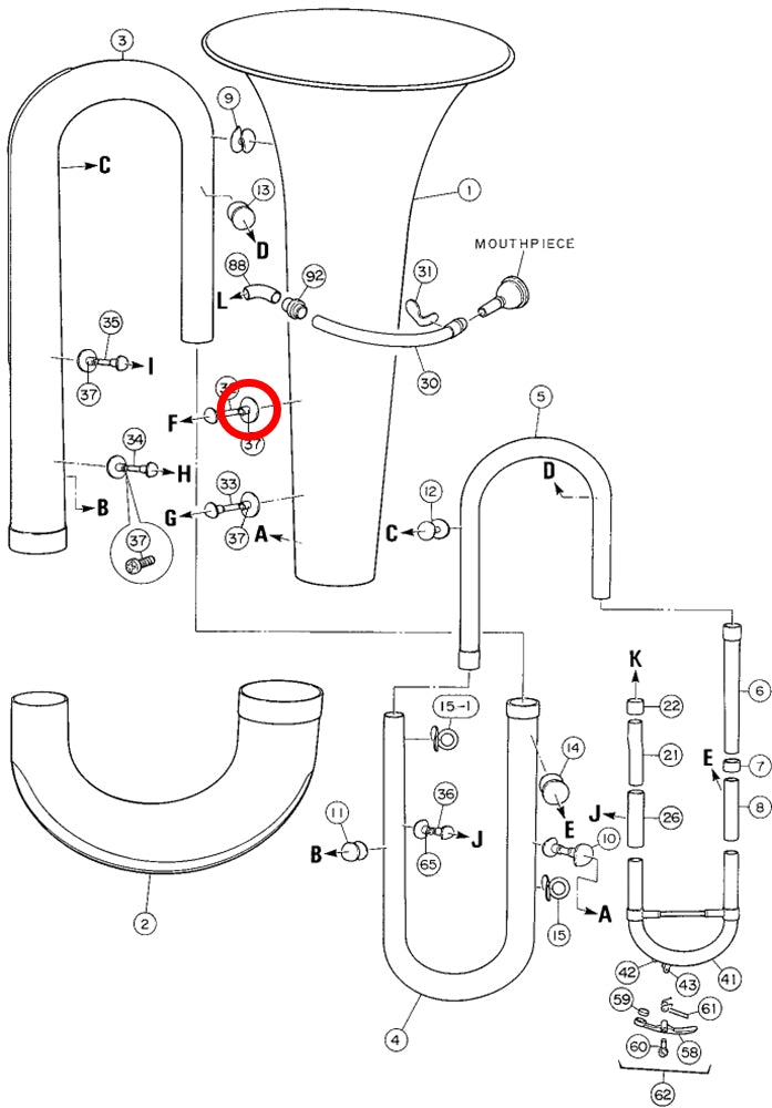 Yamaha Tuba Stopper Screw Set of 2 HR313(2)