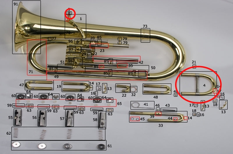 King 2280 Euphonium Lacquer Main Tuning Slide