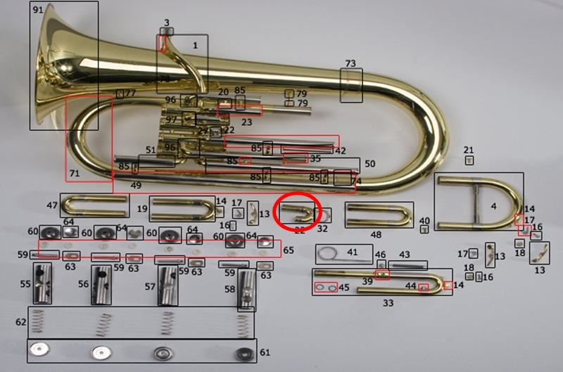 King 2280 Euphonium Lacquer 2nd Slide Assembly