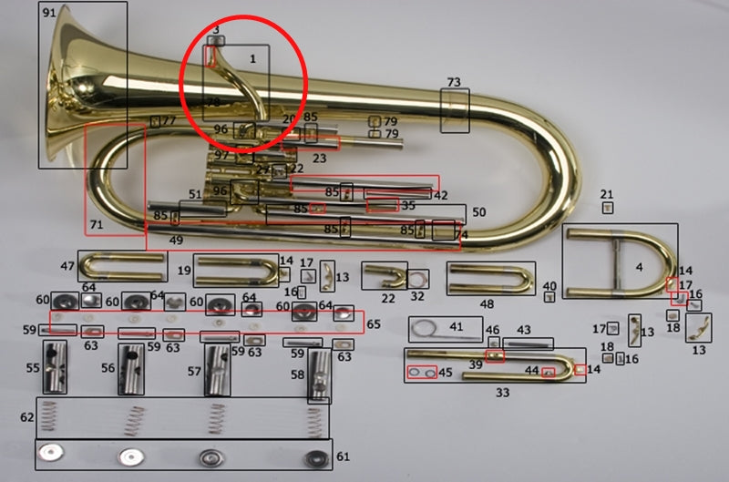 Bach/King Euphonium Mouthpipe Assembly for B1110 and 2280