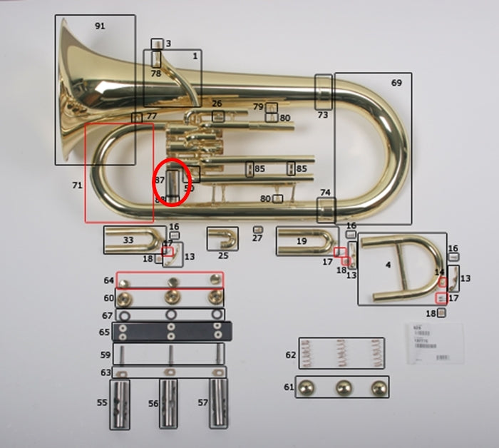 Bach/Conn/King Euphonium 2nd Branch Hand Support Brace Tube