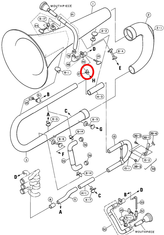 Yamaha Euphonium Bell to Mouthpipe Brace EP201MS