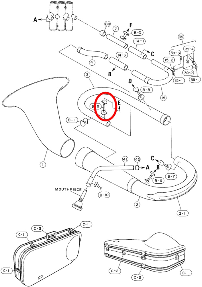 Yamaha Euphonium Branch to 1st Valve Outside Slide Brace EP211