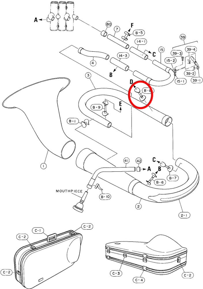 Yamaha Euphonium Branch to 3rd Valve Outside Slide Brace EP211S