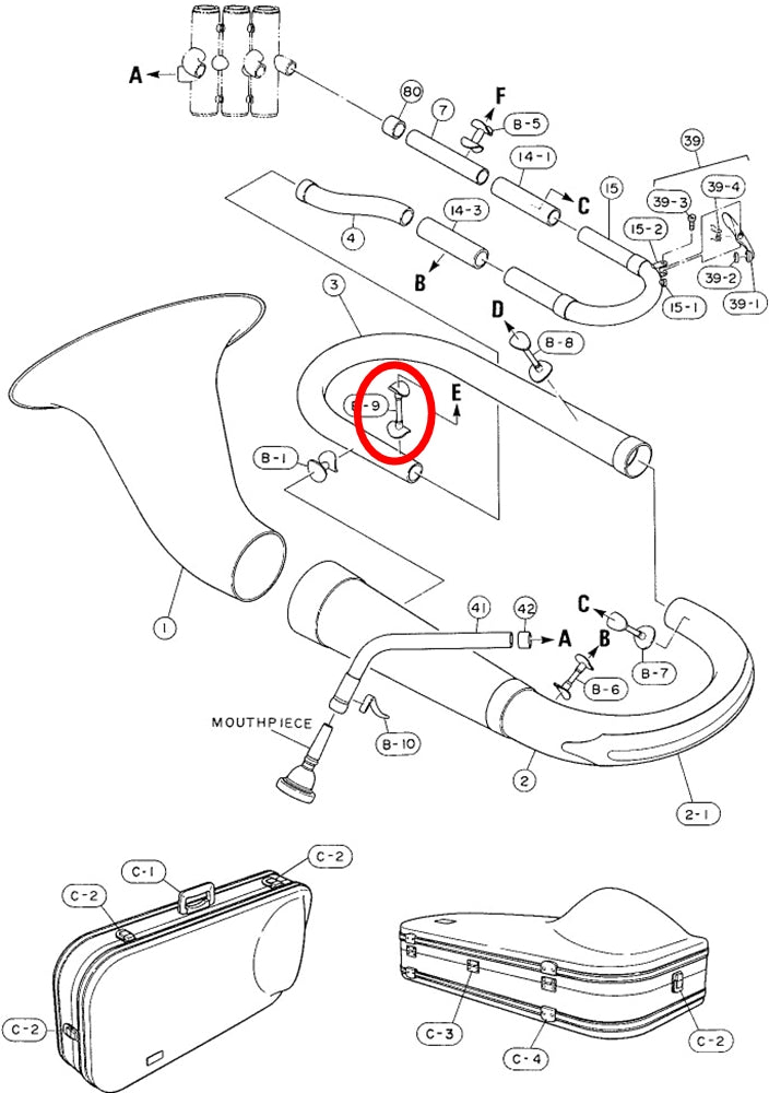Yamaha Euphonium Branch to 1st Valve Outside Slide Brace EP211S