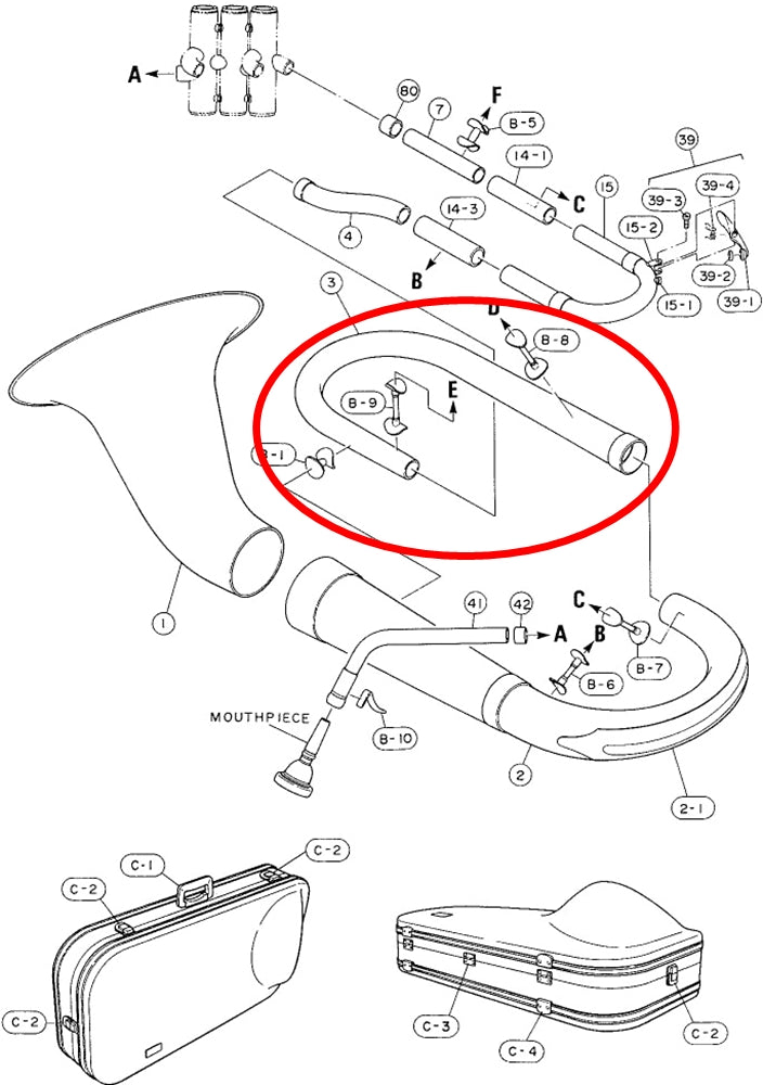 Yamaha Euphonium Branch Assembly YEP211S