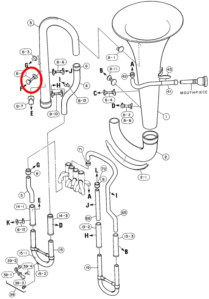 Yamaha Euphonium Branch to 3rd Valve Outside Slide Brace