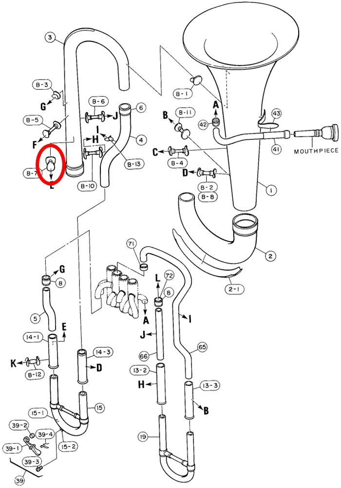 Yamaha Euphonium Branch to Tuning Outside Slide Brace