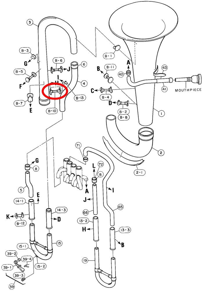 Yamaha Euphonium Branch to 4th Valve Outside Slide Brace