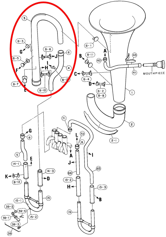 Yamaha Euphonium Branch Assembly Buffing EP321(2)