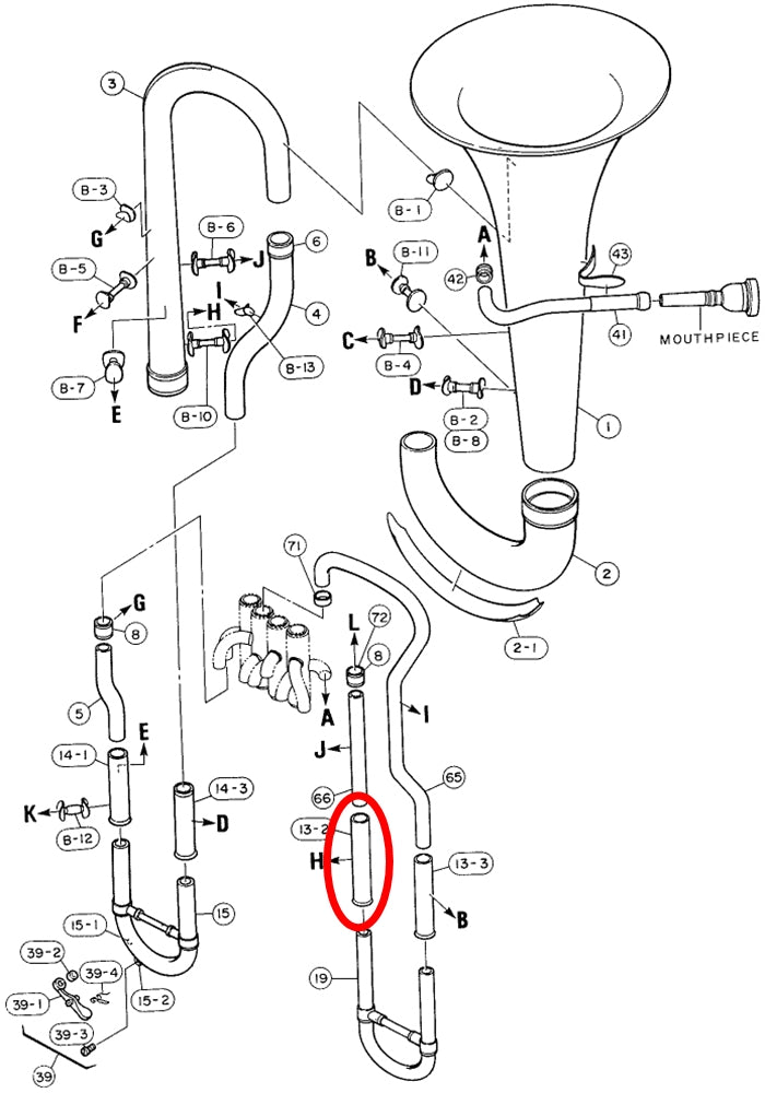 Yamaha Euphonium 4th Valve Outside Slide Long, EP321(2)