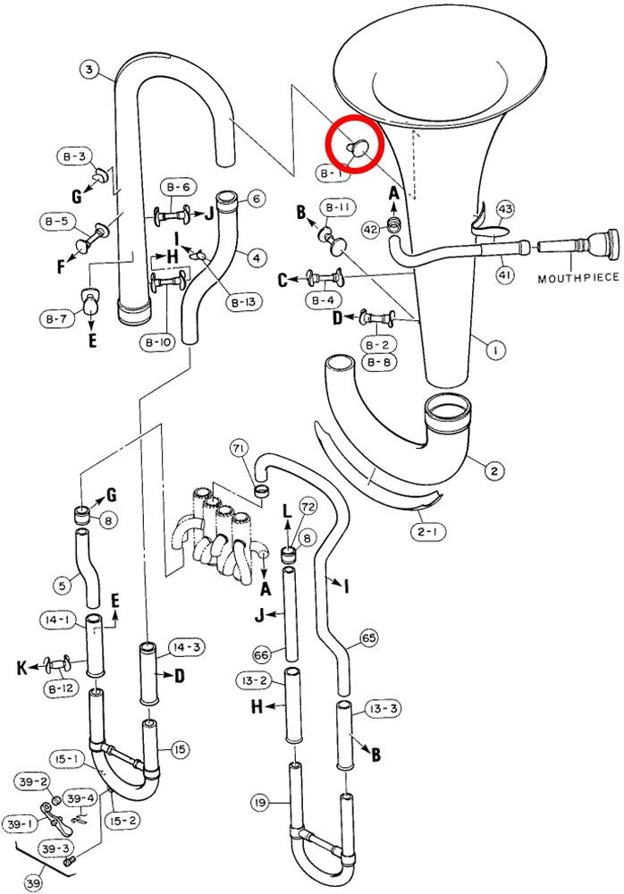 Yamaha Euphonium Bell to Branch Brace EP321S
