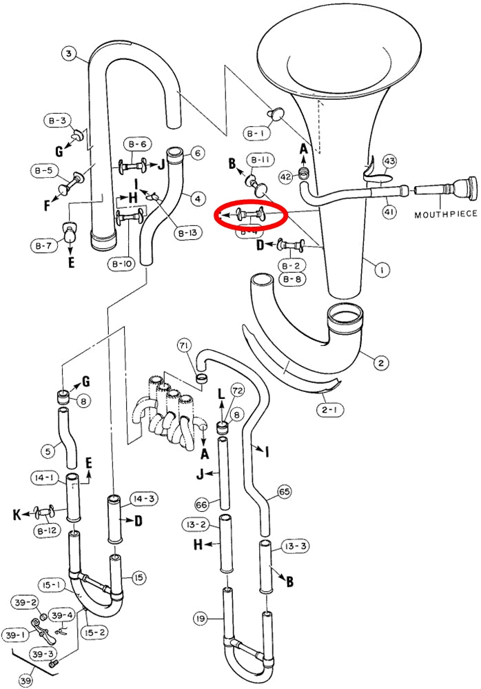 Yamaha Euphonium Bell to 1st Valve Outside Slide Brace