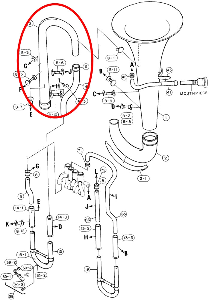 Yamaha Euphonium Branch Assembly EP321S