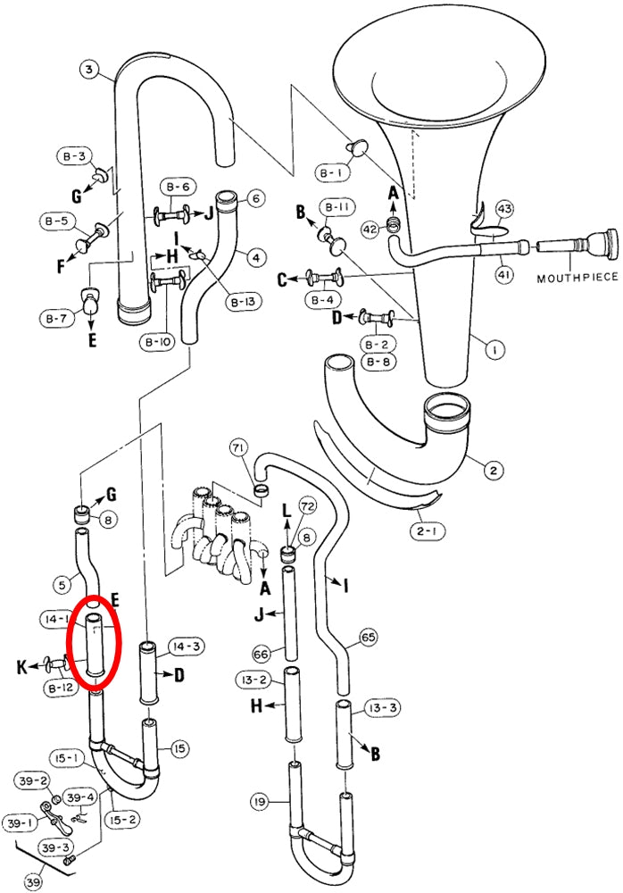 Yamaha Euphonium Tuning Outside Slide (2) EP321S W3601300