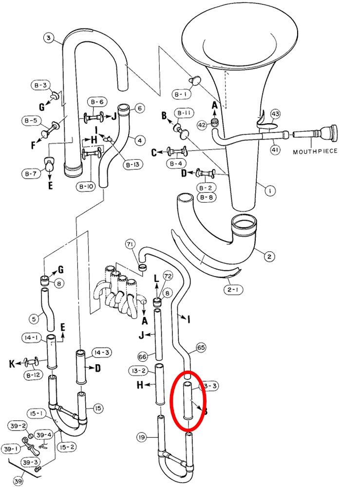 Yamaha Euphonium 4th Valve Outside Slide Short EP321S