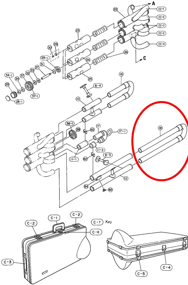 Yamaha Euphonium 3rd Valve Slide Assembly EP621 ZR366500
