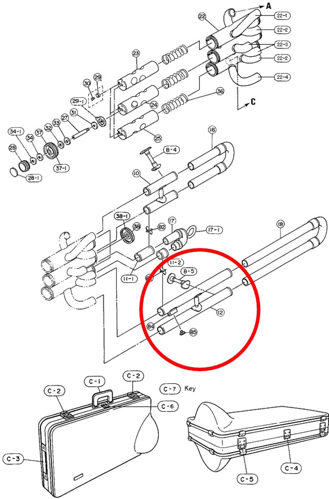 Yamaha Euphonium 3rd Valve Outside Slide Assembly EP621