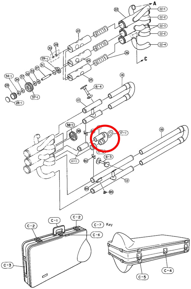 Yamaha Euphonium 2nd Valve Slide Assembly EP621S