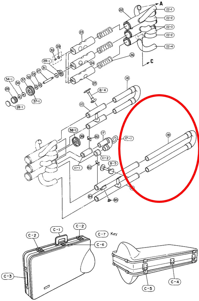 Yamaha Euphonium 3rd Valve Slide Assembly EP621S ZP910300