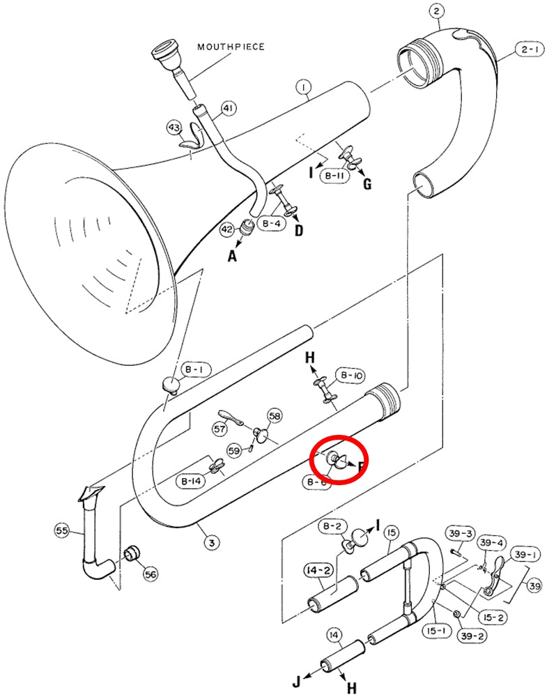 Yamaha Euphonium Branch to 4th Valve Auxiliary Slide No. 2 Brace