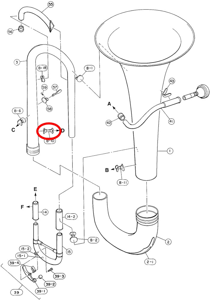 Yamaha Euphonium Branch to Outside Tuning Slide Brace