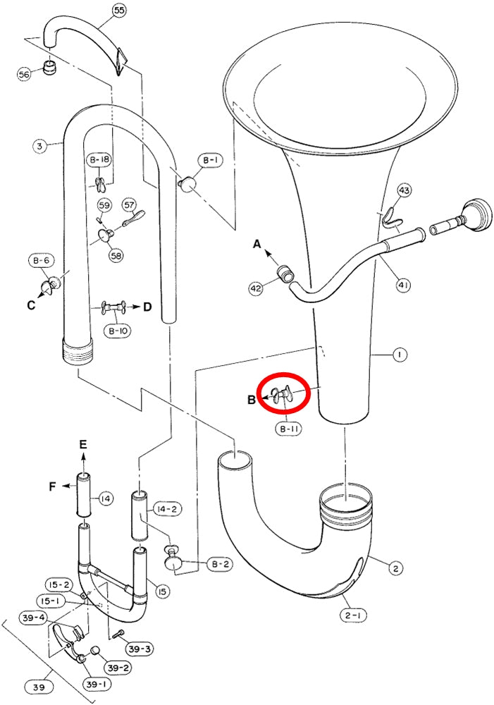 Yamaha Euphonium Bell to 4th Valve Outside Slide Brace EP642S