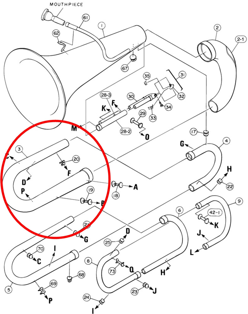 Yamaha Tuba 1st Branch Assembly BB103(2)