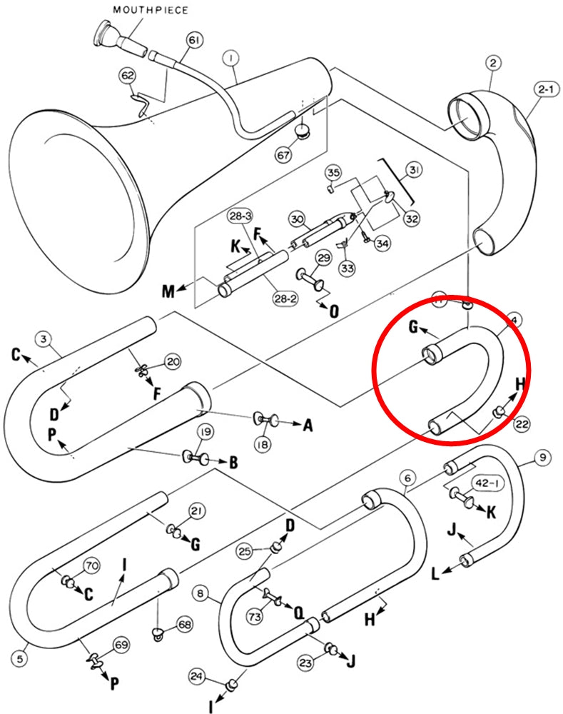 Yamaha Tuba 2nd Branch Assembly BB103