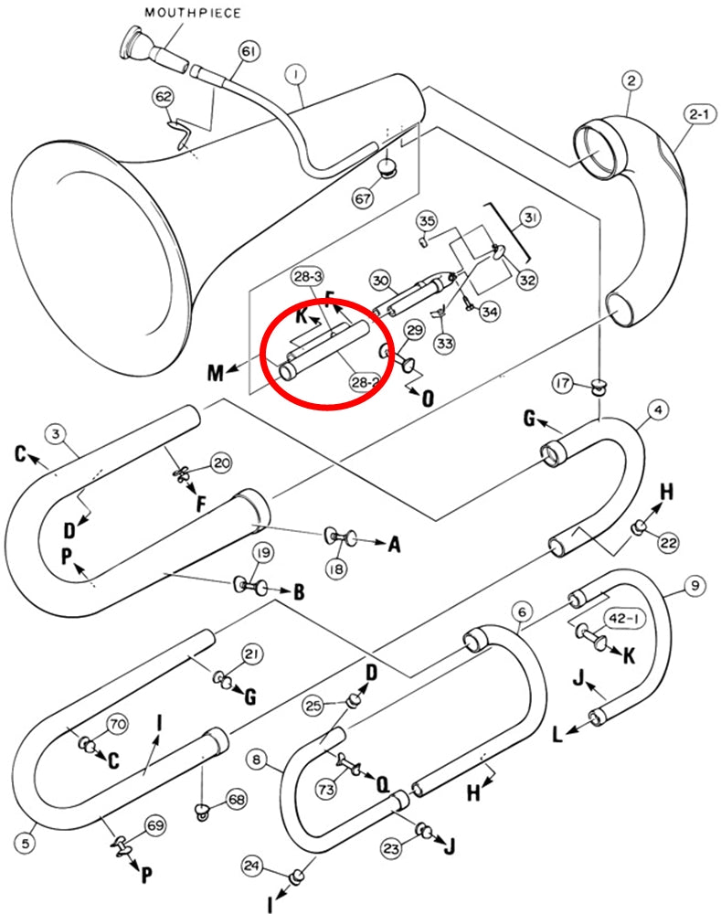 Yamaha Tuba Outside Tuning Slide Assembly BB105