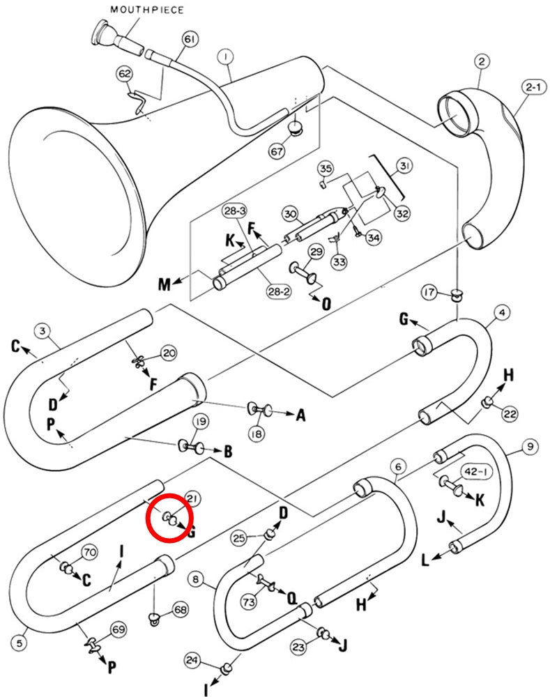Yamaha Tuba 2nd Branch to 3rd Branch Brace YBB105
