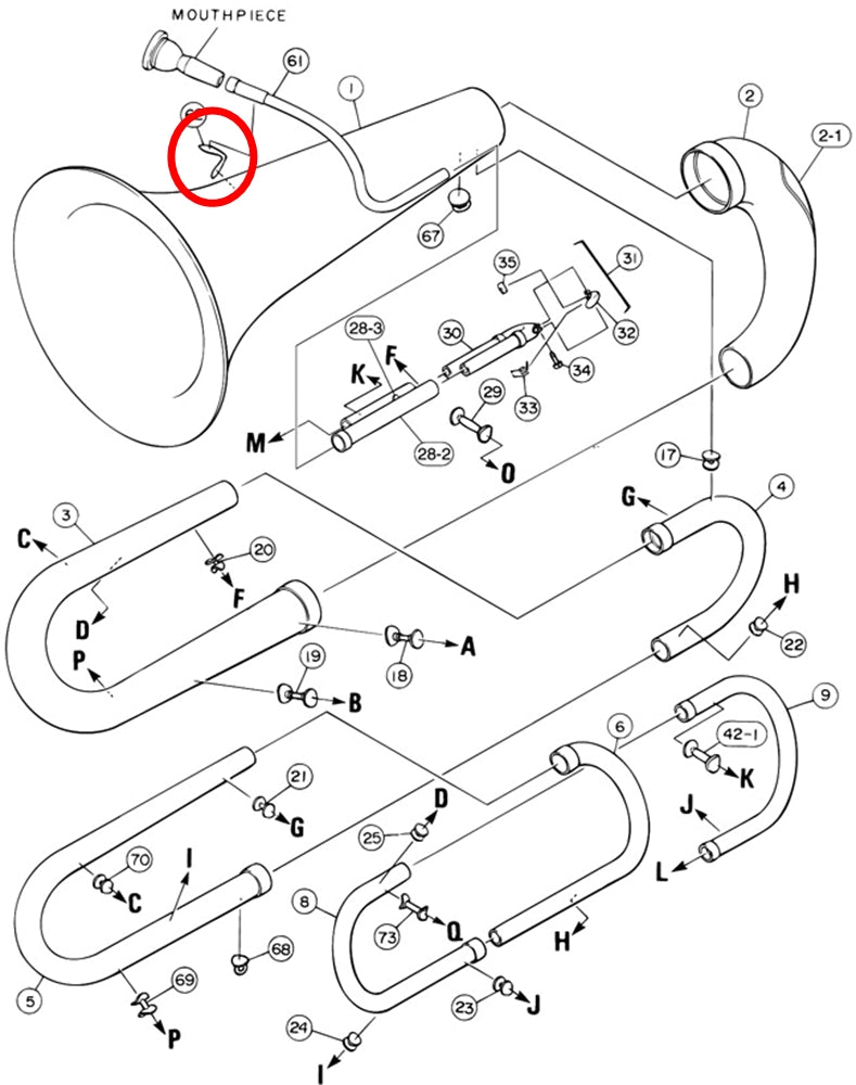 Yamaha Tuba Mouthpipe Brace YBB105