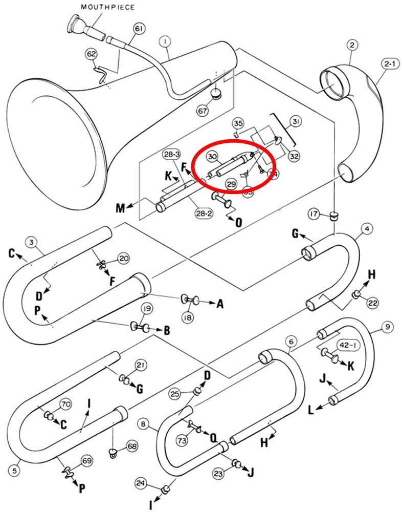 Yamaha Tuba Tuning Slide Assembly YBB105S ZP926500