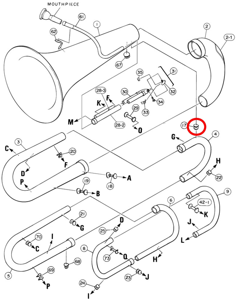 Yamaha Tuba Bow to 2nd Branch Brace YBB105S