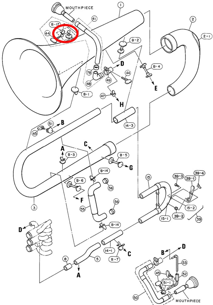 Yamaha Euphonium Mouthpipe Brace YBB201MS