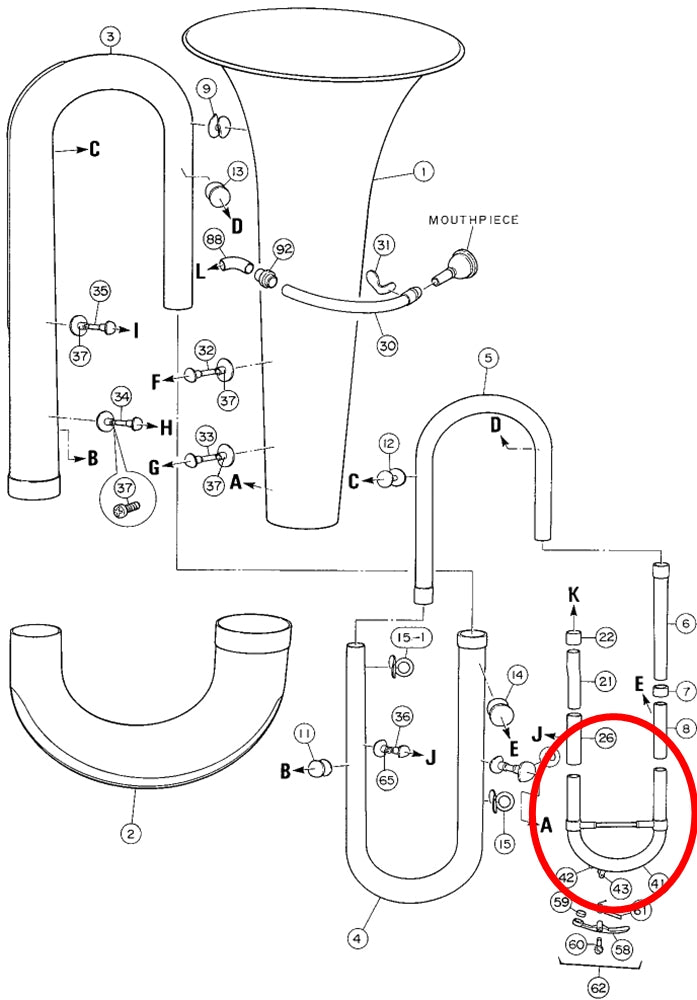 Yamaha Tuba Tuning Slide Assembly YBB201(2)