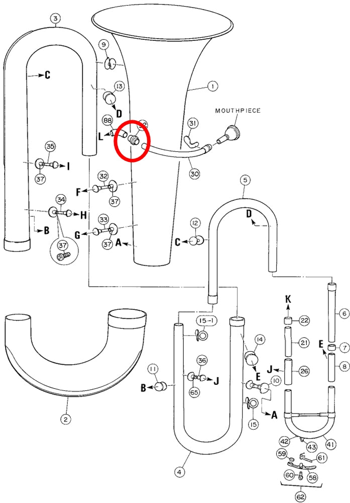Yamaha Tuba Mouthpipe Ferrule BB201(2)