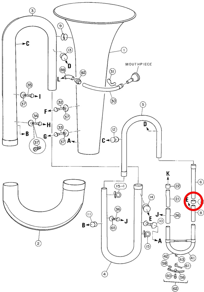 Yamaha Tuba 4th Branch Ferrule BB201 W3979830