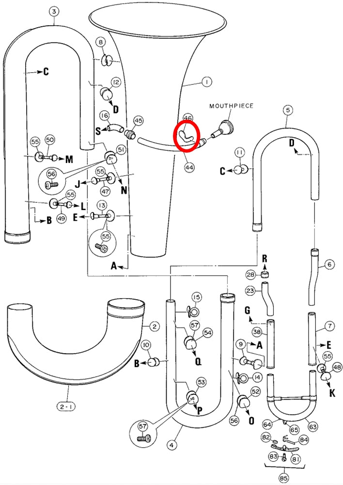 Yamaha Tuba Mouthpipe Brace BB321(2) H1142261