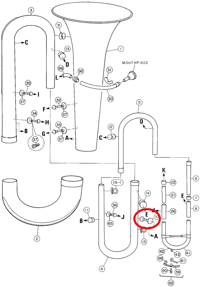 Yamaha Tuba Bell to 2nd Branch Brace 2 BB631S
