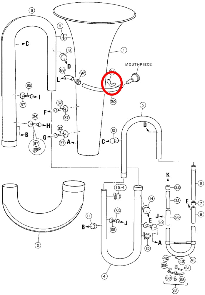 Yamaha Tuba Mouthpipe Brace BB201S(2)