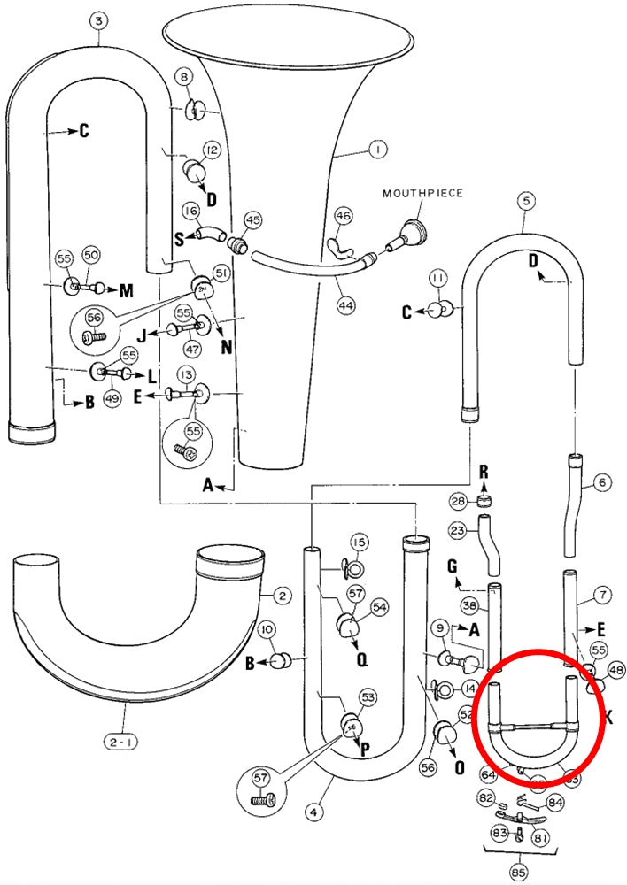 Yamaha Tuba Tuning Slide Assembly YBB321(2)