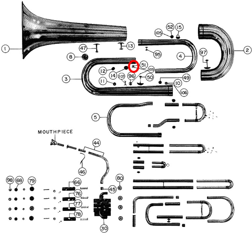 Yamaha Tuba 1st Branch to 3rd Branch Brace BB321(2)