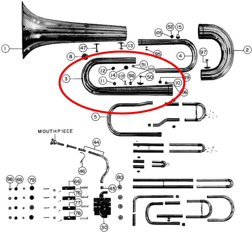 Yamaha Tuba 1st Branch Assembly BB321(2) W4020211
