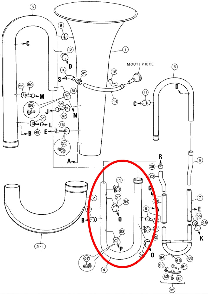 Yamaha Tuba 2nd Branch Assembly BB321(2)