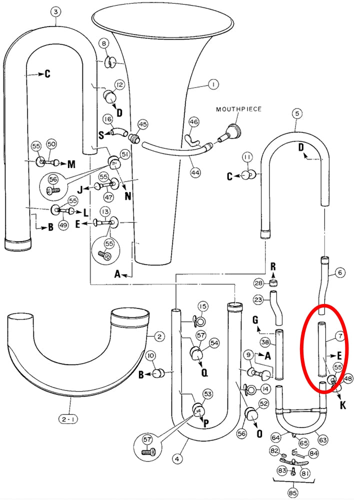 Yamaha Tuba Outside Tuning Slide Assembly 1 BB321(2) W4038300