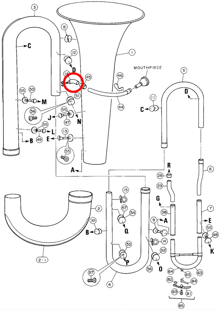 Yamaha Tuba Mouthpipe Auxiliary Tube BB321(2)