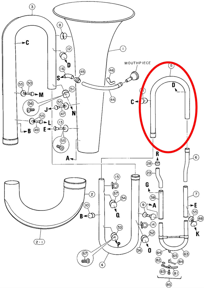 Yamaha Tuba 3rd Branch Assembly YBB321S