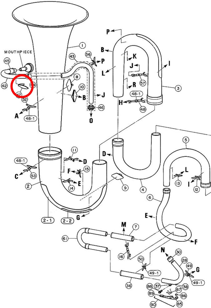 Yamaha Tuba Mouthpipe Brace BB641(2)
